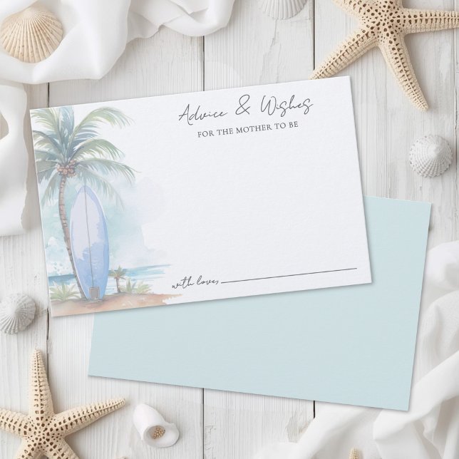 Cartão de Conselho para Chuvave de Bebê na Praia (Beach Baby Shower Advice Card )