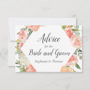 Cartão De Conselho Peach Floral Medley Advice for Bride and Groom