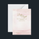 Cartão De Conselho Pink Watercolor Gold Type Date Night Advice Card<br><div class="desc">This Pink Watercolor Gold Type wedding date night advice cards presents an elegant but minimalist and versatile design. The shades of coral, peach, blush, mauve, and dusty rose within the painted pink watercolor alludes to a sunrise or sunset, embellished with minimal gold glitter along with the gold calligraphy type, creating...</div>