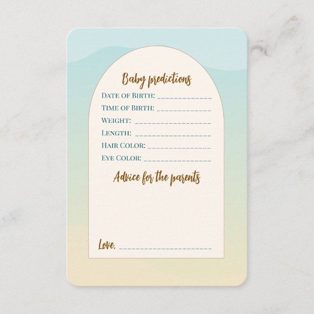 Cartão De Conselho Placa de assistência plana para Chá de fraldas de  (Frente)