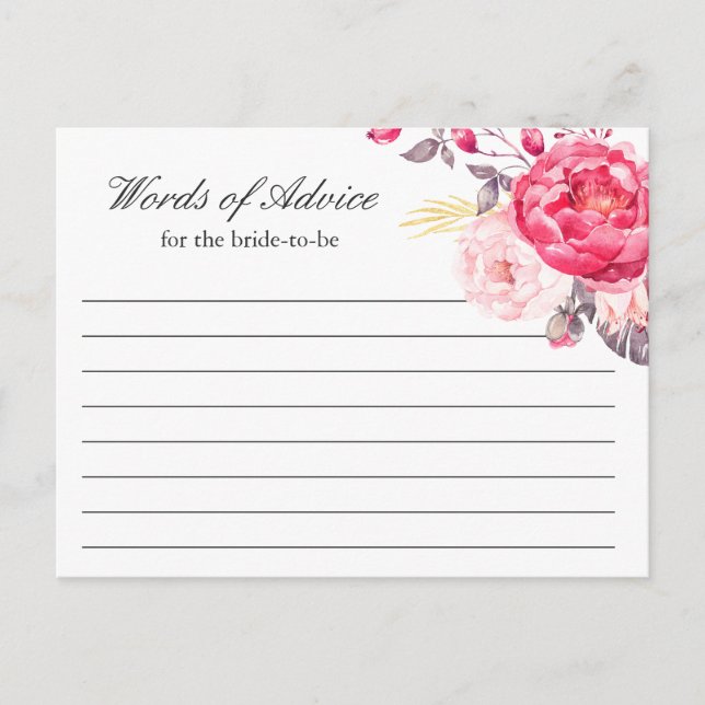 Cartão De Conselho Placa de conselho: Palavras Douradas, rosa-d-água, (Frente)