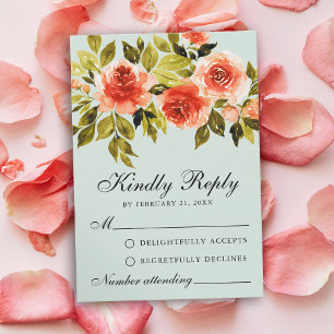 Cartão De Conselho Placa RSVP de Casamento Botânico Rosa vermelha Wat