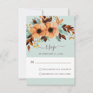 Cartão De Conselho Placa RSVP de Casamento Floral da Elegante Mint Gr