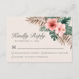 Cartão De Conselho Placa RSVP de Creme Floral de Cor Tropical Moderna