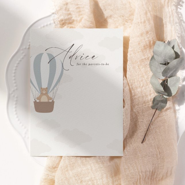 Cartão De Conselho Podemos Esperar. | Baby Boy Blue Balloon Chá (Criador carregado)