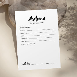 Cartão De Conselho Preto e Branco Moderno Script Foto Graduação