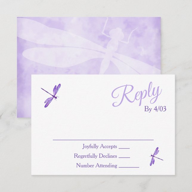 Cartão De Conselho Purple RSVP Enclosure Cards (Frente/Verso)