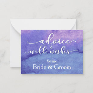 Cartão De Conselho Purple Watercolor "Advice for the Bride & Groom"