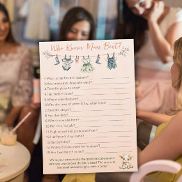 Cartão De Conselho Quem Conhece Melhor a Mamãe Jogo de Baby Shower da