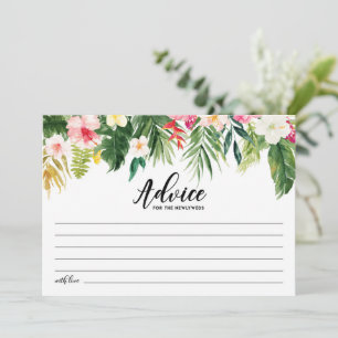 Cartão De Conselho Recém-Casados Casamento Flores Tropicais Aquarela