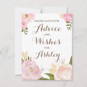 Cartão De Conselho Romântica Watercolor Flowers Advie para a Noiva