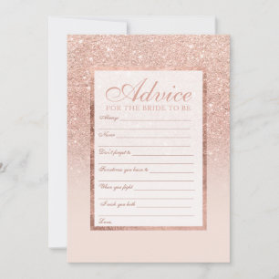 Cartão De Conselho Rosa ouro Faux glitter elegante chic Advice bridal