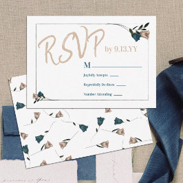 Cartão De Conselho Rosas de beige Verde-Teal Botânico RSVP