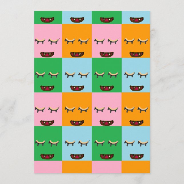 Cartão De Conselho Rostos de blocos monstruosos sorridentes (Frente)