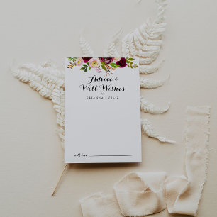Cartão De Conselho Rustic Blush Burgundy Floral Weding Bem Deseja