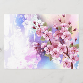 Cartão De Conselho Sakura rosa no fundo da pintura