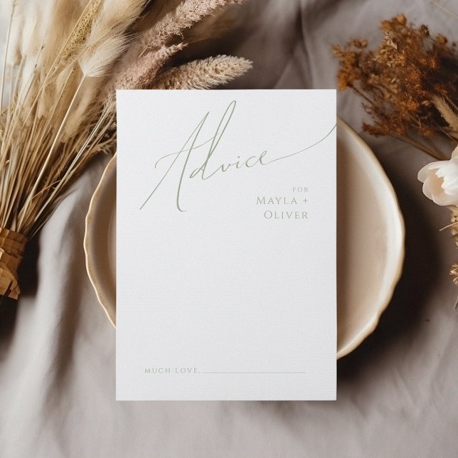 Cartão De Conselho Script Whimsical | Sage Green Wedding (Criador carregado)