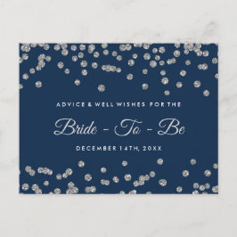 Cartão De Conselho Silver Faux Glitter Confetti Marinho Bridal Advoga