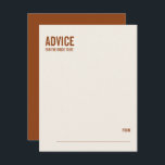 Cartão De Conselho Simples Terracotta - Chá de panela de Conselhos<br><div class="desc">Personalize o texto personalizado acima. Você pode encontrar itens de coordenação adicionais em nossa coleção "Simple Terracotta Typografia Chá de panela". ***POR FAVOR, NOTA: TODA A PALAVRA, TEXTO E COR DE FUNDO É EDITÁVEL. Você pode alterar todas as palavras e também pode alterar a cor do texto. Para itens que...</div>
