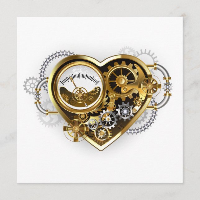 Cartão De Conselho Steampunk Heart with a Manometer (Frente)