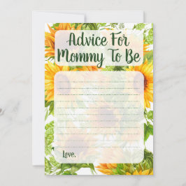 Cartão De Conselho Sunflower Advise Para Jogo De Mamães Como Chá