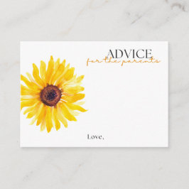 Cartão De Conselho Sunflower Baby Shower Advice Card | Floral Advice