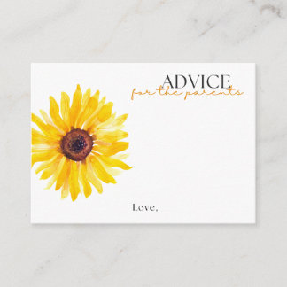 Cartão De Conselho Sunflower Baby Shower Advice Card | Floral Advice