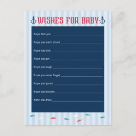 Cartão De Conselho Tema Náutico - Desejos para Jogo de Chá de fraldas