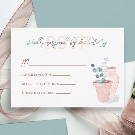 Cartão De Conselho Terracotta, Eucalyptus Green Wedding RSVP Card