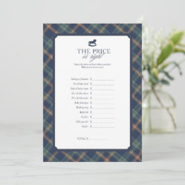 Cartão De Conselho The Price Is Right Baby Shower Game Navy Plaid