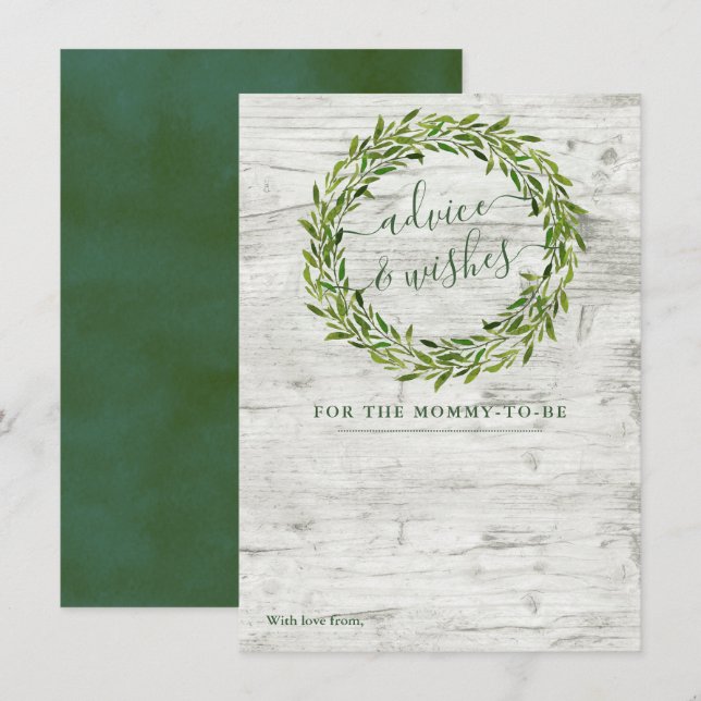 Cartão De Conselho Trendy Laurel Wreath Greenery Chá de fraldas (Frente/Verso)