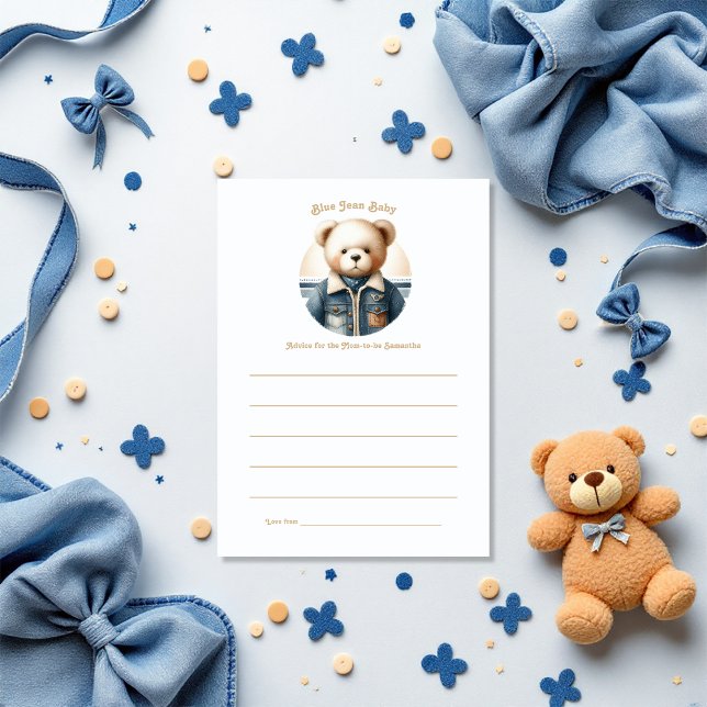 Cartão De Conselho Ursinho Jean Baby Denim (Blue Jean Baby Denim Teddy Advice Card)