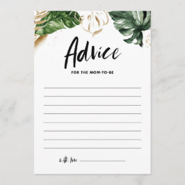 Cartão De Conselho Verde tropical e Chá de fraldas de Verão de folha 