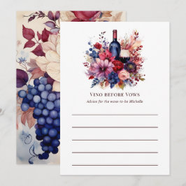 Cartão De Conselho Vino Antes dos Votos Floral Vinho Chuveiro de Noiv