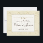 Cartão De Conselho Vintage Beige Floral Wedice Advice<br><div class="desc">Este cartão de aconselhamento e de boas-vindas tem um padrão duplo de florescimento floral castanho claro sobre um fundo bege vintage. A frente contém nomes personalizáveis de noiva e noivos e texto e a parte traseira está alinhada para escrita manual. Vintage Beige Floral Welcome Wedding Banner Vintage Beige Floral Cake...</div>