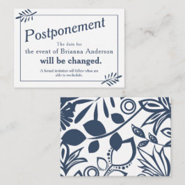 Cartão De Conselho Vintage Blue Floral Frame Information Card