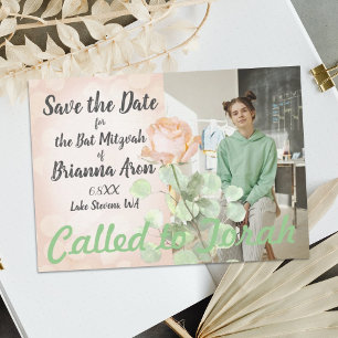 Cartão De Conselho Vintage Botânica Dusty Rosa Bat Mitzvah