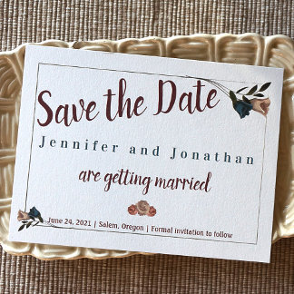Cartão De Conselho Vintage Teal, Beige Rosa Wedding Salvar Data