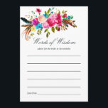 Cartão De Conselho Watercolor Boho Chic Floral Weding Bridal Advice<br><div class="desc">Buquês florais,  cor-de-rosa-chico e azul,  de cor-d-água,  conselhos de Chá de panela para o cartão "Bride-to-be" com tipografia de Casamento elegante.</div>