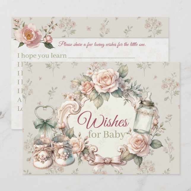Cartão De Conselho Wishes for Baby Card Invitation Insert  (Frente/Verso)