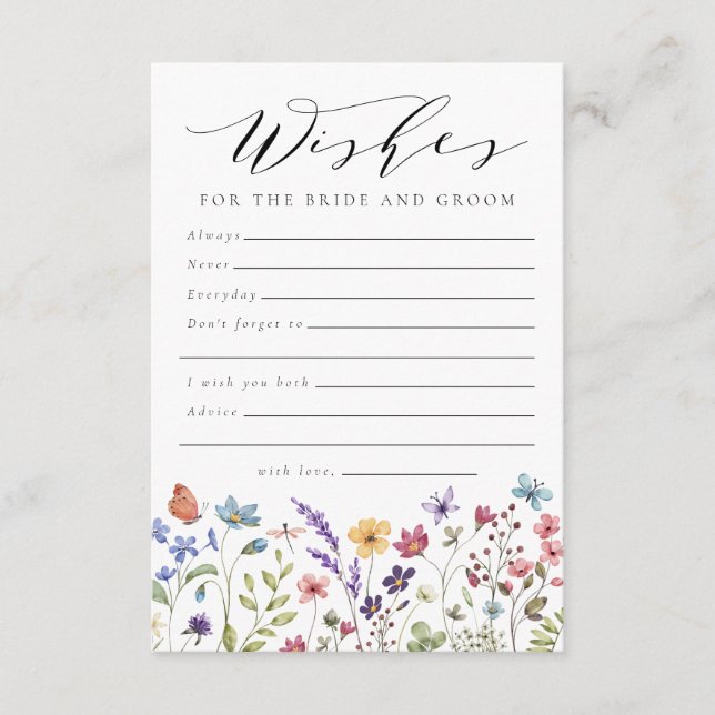 Cartão De Conselho Wishes for the Bride Wildflower Love Bridal Shower (Frente)