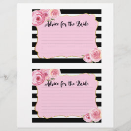 Cartão de conselhos de chá de noiva de flor rosa v