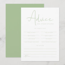 Cartão de conselhos e previsões para bebês verdes 