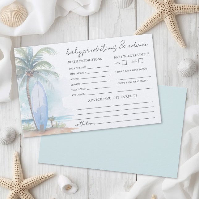 Cartão de Conselhos e Previsões para Chá de Bebê n (Beach Baby Shower Advice Predictions Card )