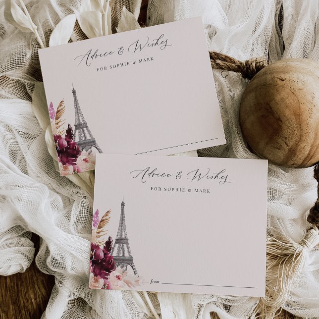 Cartão de conselhos e votos para chá de bebê Paris (Criador carregado)