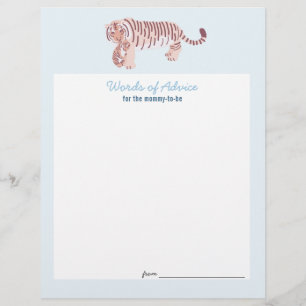 Cartão de Conselhos para Chá de Bebê do Tigre Azul