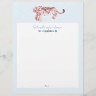 Cartão de Conselhos para Chá de Bebê do Tigre Azul