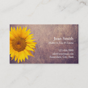 Cartão De Contato A mamãe carda o girassol do país do vintage