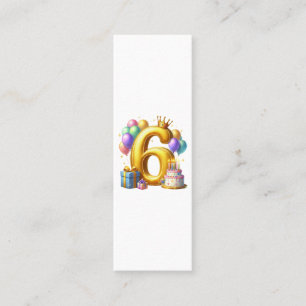 Cartão De Contato Aniversário de 6 anos dourado