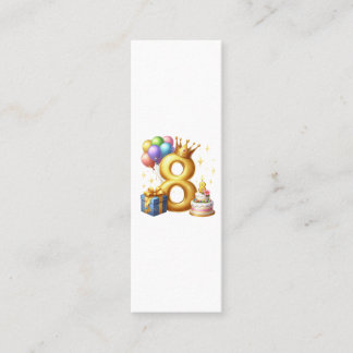 Cartão De Contato Aniversário de 8 anos dourado